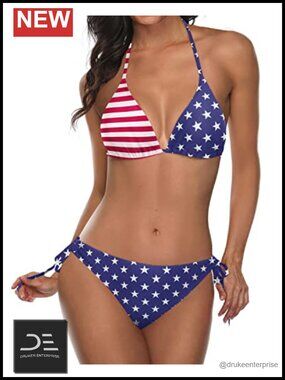 Triangle Bikini Set Halter Two Piece Swimsuit String Tie Side Bathing Suit